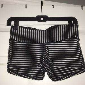 Tight black and white stripped lululemon shorts